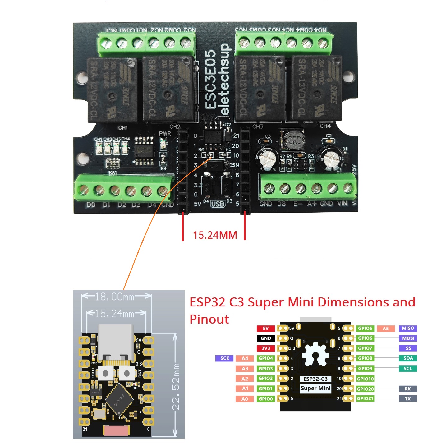 ESC3B04 ESP32-C3 Industrial Re - Espressif Esp32 ulasan dan harga