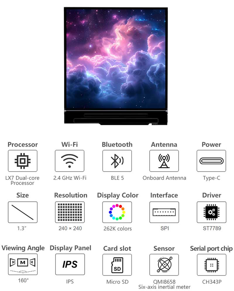 Waveshare ESP32-S3 1.3inch LCD - Espressif Esp32 ulasan dan harga