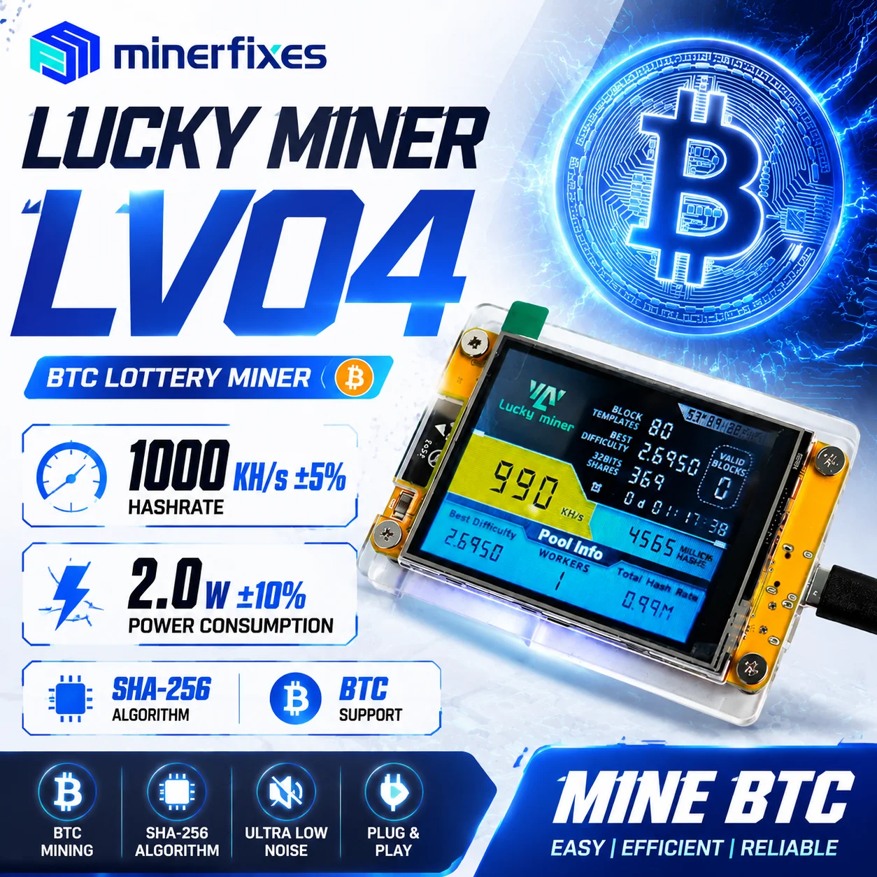 Lucky Miner LV04 NerdMiner V2  - Espressif Esp32 ulasan dan harga