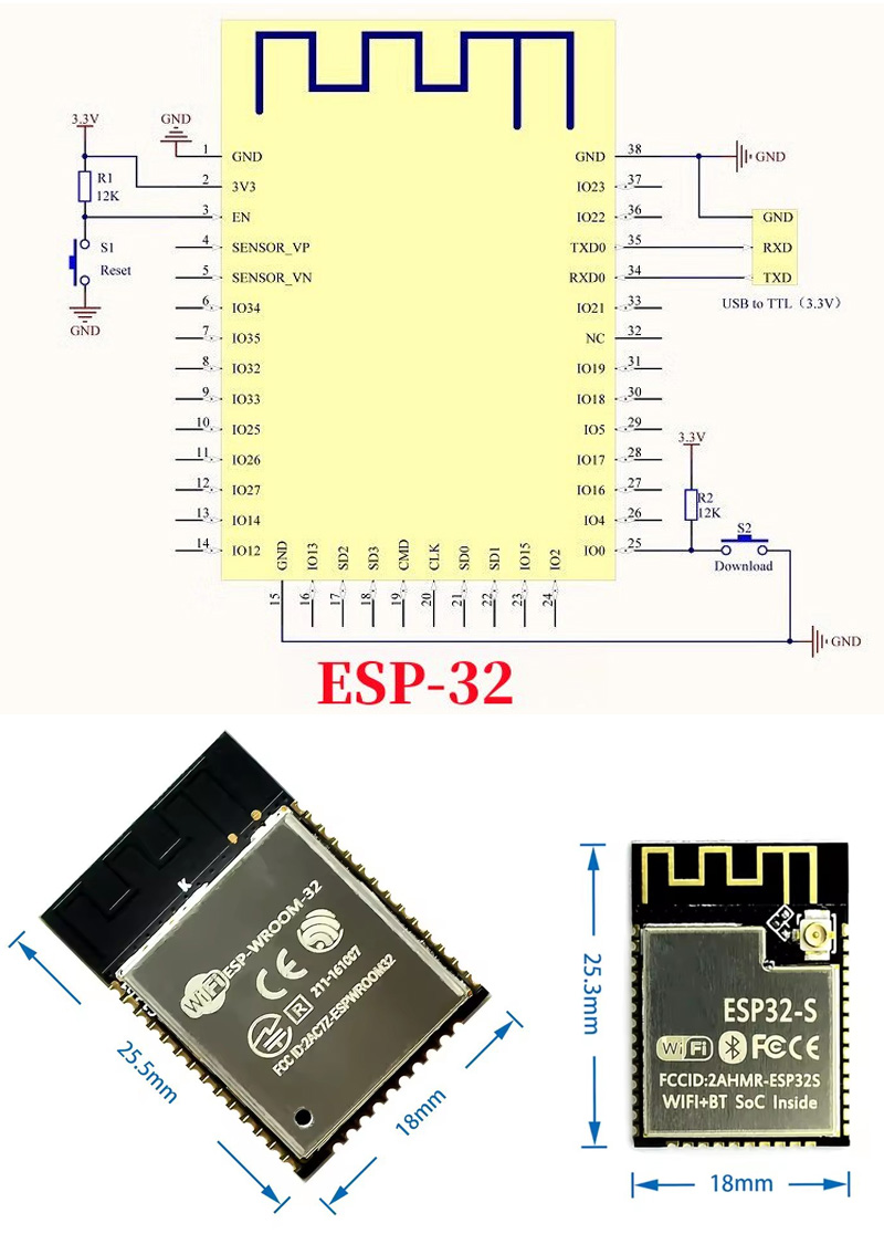 ESP32 ESP-32S ESP-12E ESP-12F  - Esp32 Wifi Bluetooth Module ulasan dan harga